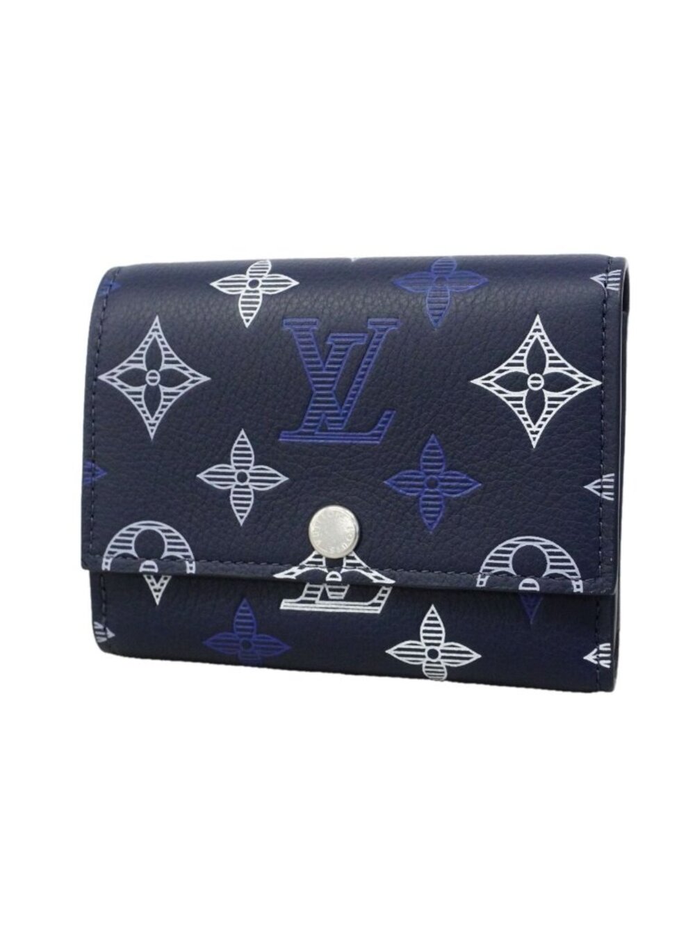 Louis Vuitton Trifold Wallet Monogram Shadow Victor Navy Blue